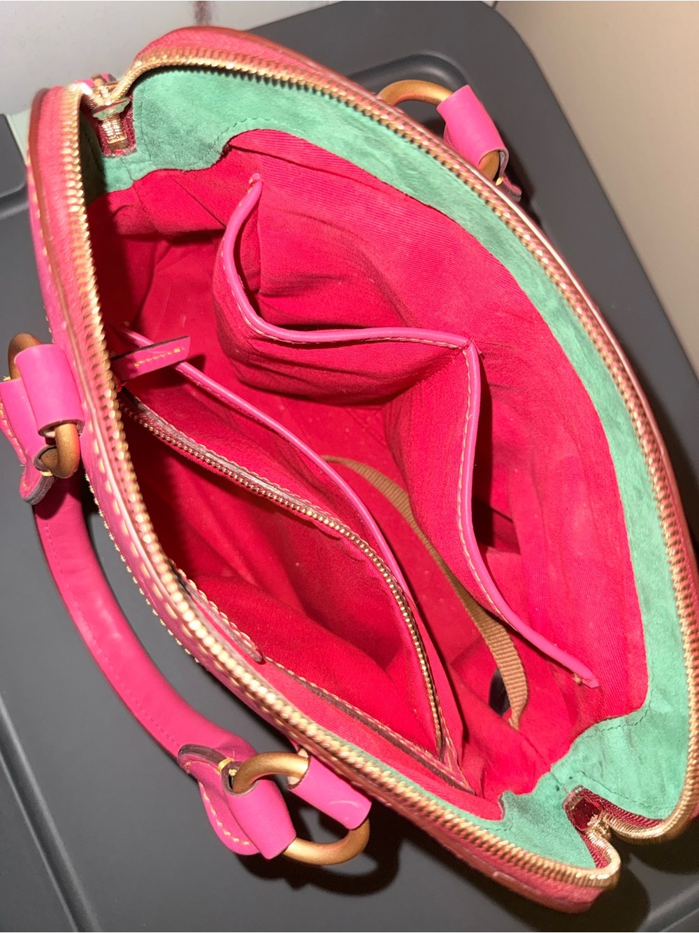 DOONEY & BOURKE Hot Pink Leather Satchel - Picture 6 of 6